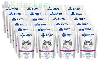 ENZO VET Sterilised dieta pro sterilizované kočky s krůtím masem v želé 24x100g