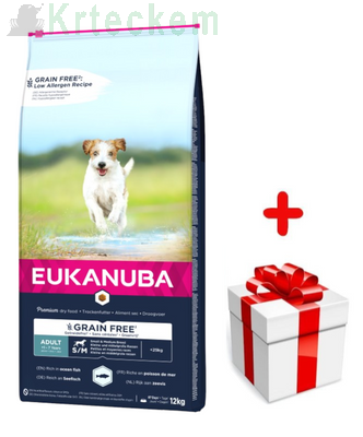 EUKANUBA Adult Small&Medium Grain Free 12kg + Překvapení pro psa
