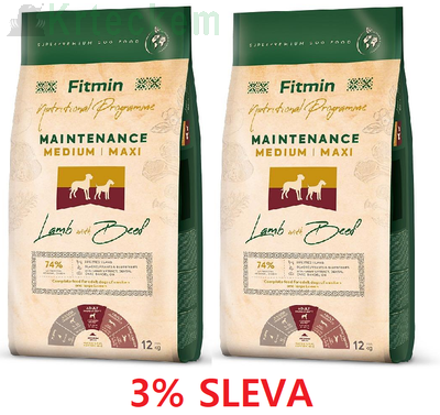 FITMIN Medium Maxi Maintenance Lamb&Beef 2x12kg -3% SLEVA