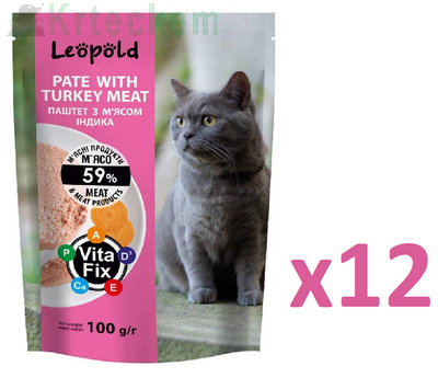 Leopold masová paštika s krůtím masem pro kočky 12x100g 