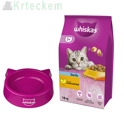 Whiskas Adult Sterile kuře 14 kg + Miska pro kočky WHISKAS GRATIS !!!