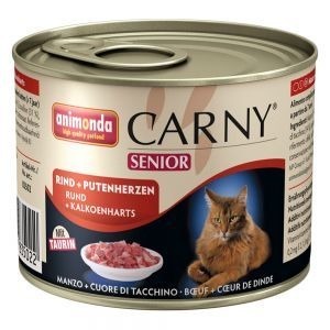 ANIMONDA Cat Carny Senior hovězí maso a krůtí srdce 12x200g 