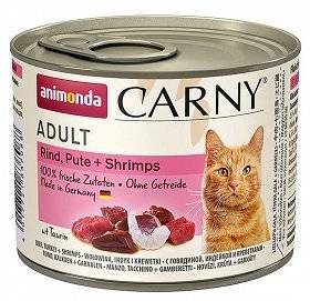 Animonda Cat Carny Adult příchuť: hovězí maso, krůta a krevety 200g
