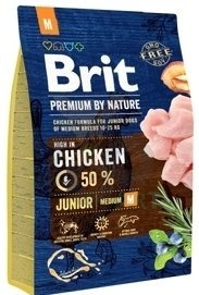 BRIT Premium By Nature Junior M 3kg + Překvapení pro psa
