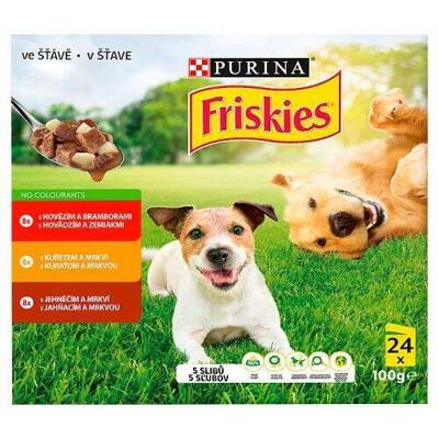 Friskies ADULT Dog hovězí, kuřecí, jehněčí v omáčce 48x100g