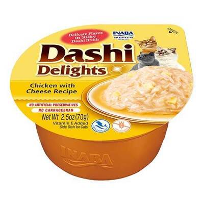 Inaba DASHI doplňkové krmivo pro kočky - vývar s kuřecí příchutí a sýrem 70 g 
