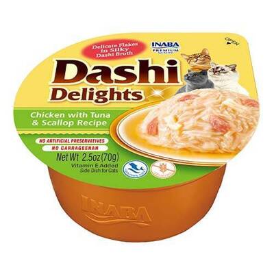Inaba DASHI doplňkové krmivo pro kočky - vývar s příchutí kuřete a tuňáka 70 g 