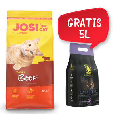 JOSERA JosiCat Tasty Beef 10kg + Cat Royale Levandulová bentonitová podestýlka 5l