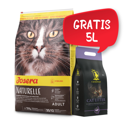 JOSERA Naturelle 10kg + Cat Royale Levandulová bentonitová podestýlka 5l