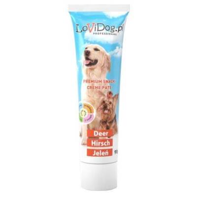 Lovi Dog Snack Creme Pate Dear - paštika pro psy v tubě, s jelenem, vitamíny a Omega-3 90g 