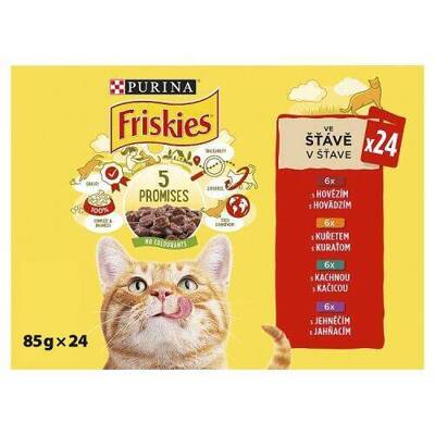PURINA Friskies Maso pro kočky v omáčce MIX příchutí 48x85g