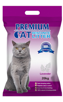 Premium Cat Clumping Bentonite Litter - Levandule pro kočky 20kg