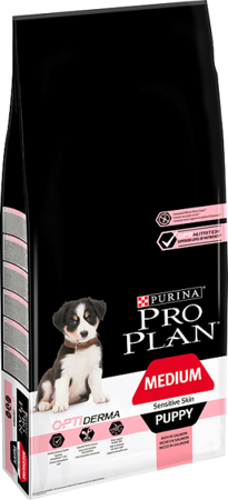 Purina Pro Plan Medium Puppy Sensitive Optiderma 2x12kg Zahrnuto -3% !!!!