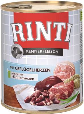 Rinti Kennerfleisch Geflugelherzen mokré krmivo pro psy - drůbeží srdce 800g