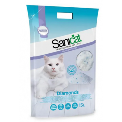 SANICAT Diamonds silikonové stelivo pro kočky 15l