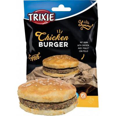 TRIXIE Chicken Burger, pamlsek pro psy, 9 cm, 140 g, kuřecí maso a přírodní kůže