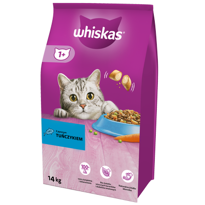 Whiskas Adult tuňák 14 kg +GIMBORN Gim Cat Multi-Vitamin Duo pasta s tuňákem 50g SLEVA 3%